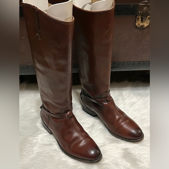 Frye Lindsay Plate Rich Brown Riding Boots - Picture 5 of 16